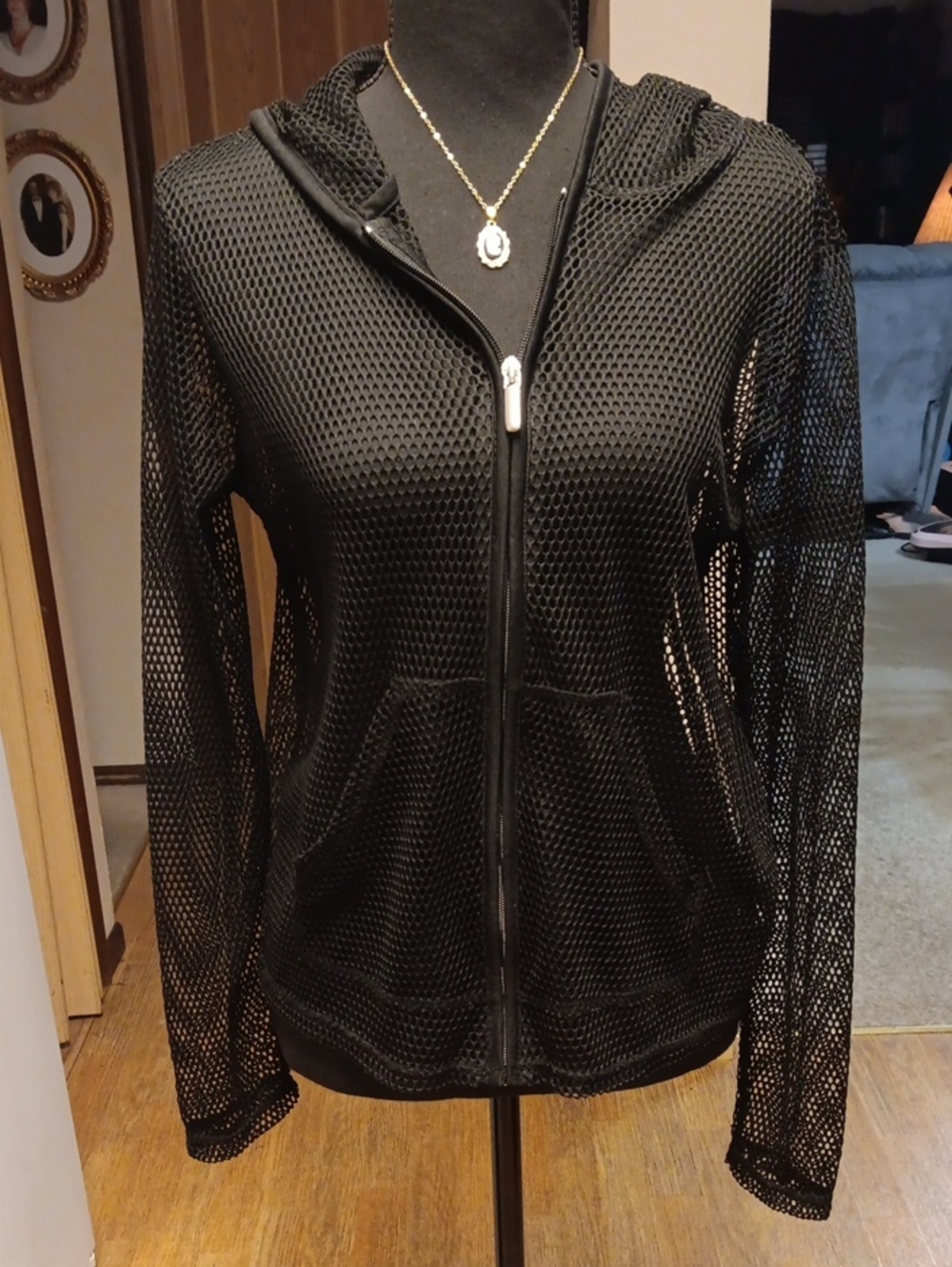 Catalina Black Mesh Zip Hoodie Jacket